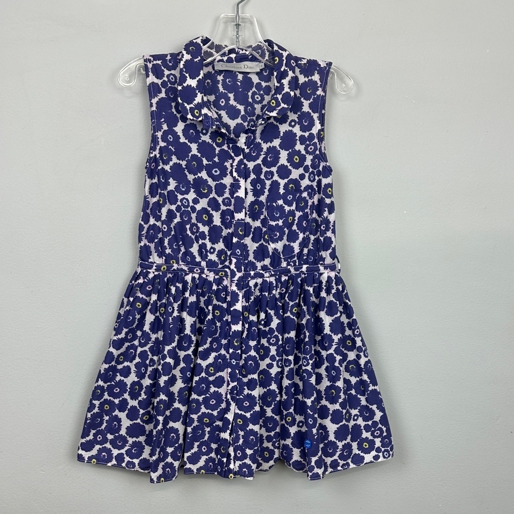 Dior Purple Floral Print Sleeveless Shirt Dress Size 4 Yrs